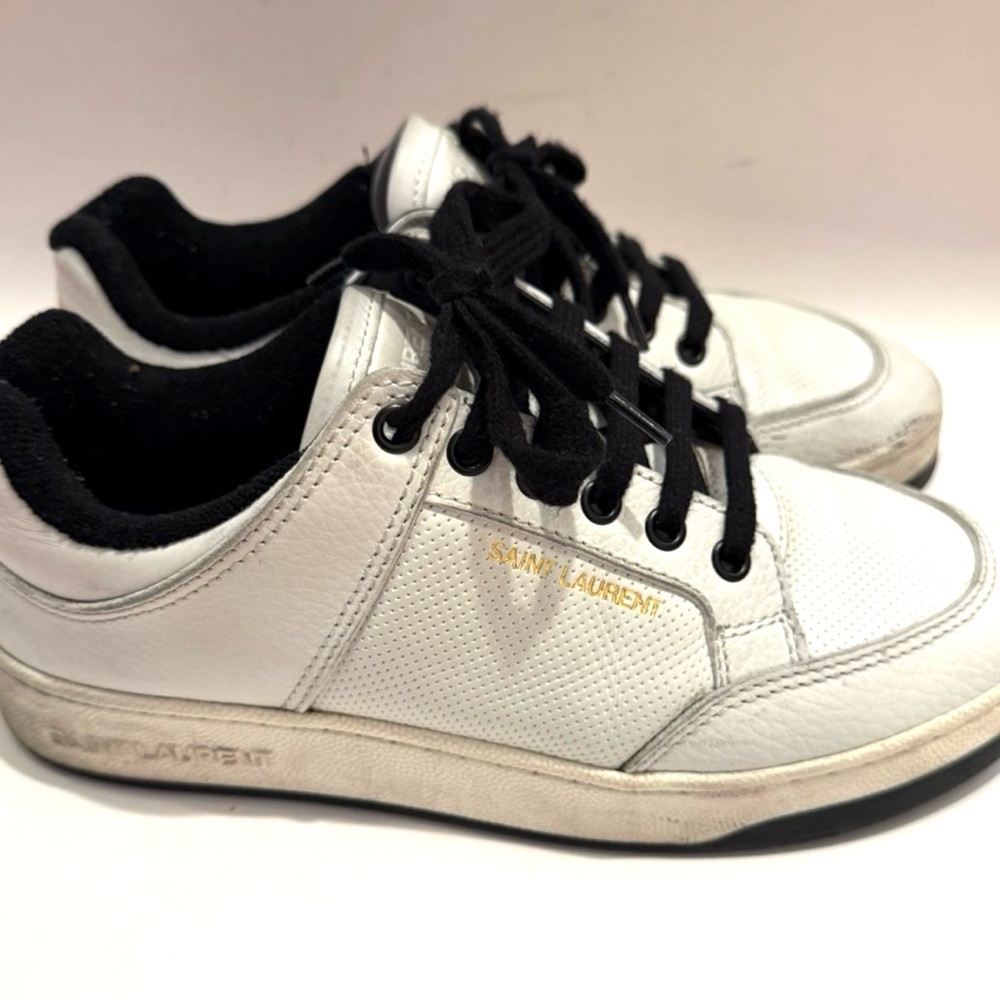 Saint Laurent White and Black Low-Top Sneakers